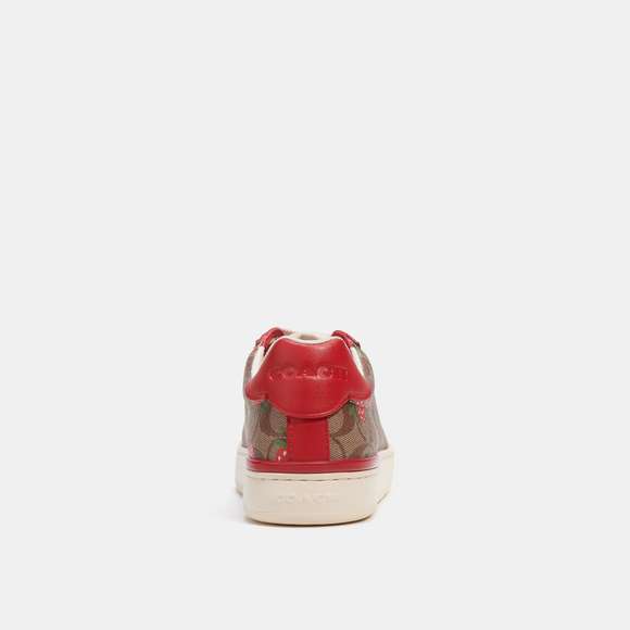 NWT Coach Outlet Clip Low Top Sneaker In Signature Canvas Wild Strawberry Print - Picture 4 of 5